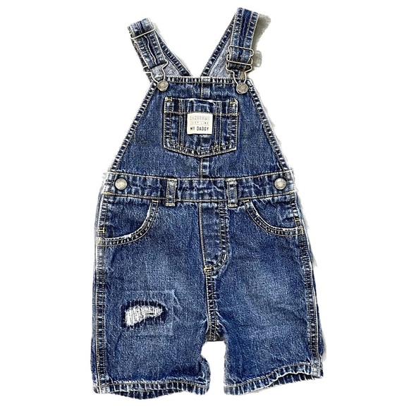 Carter’s Handsome Like Daddy Boys Distressed Patched Overalls Size 18 Months - Picture 1 of 5